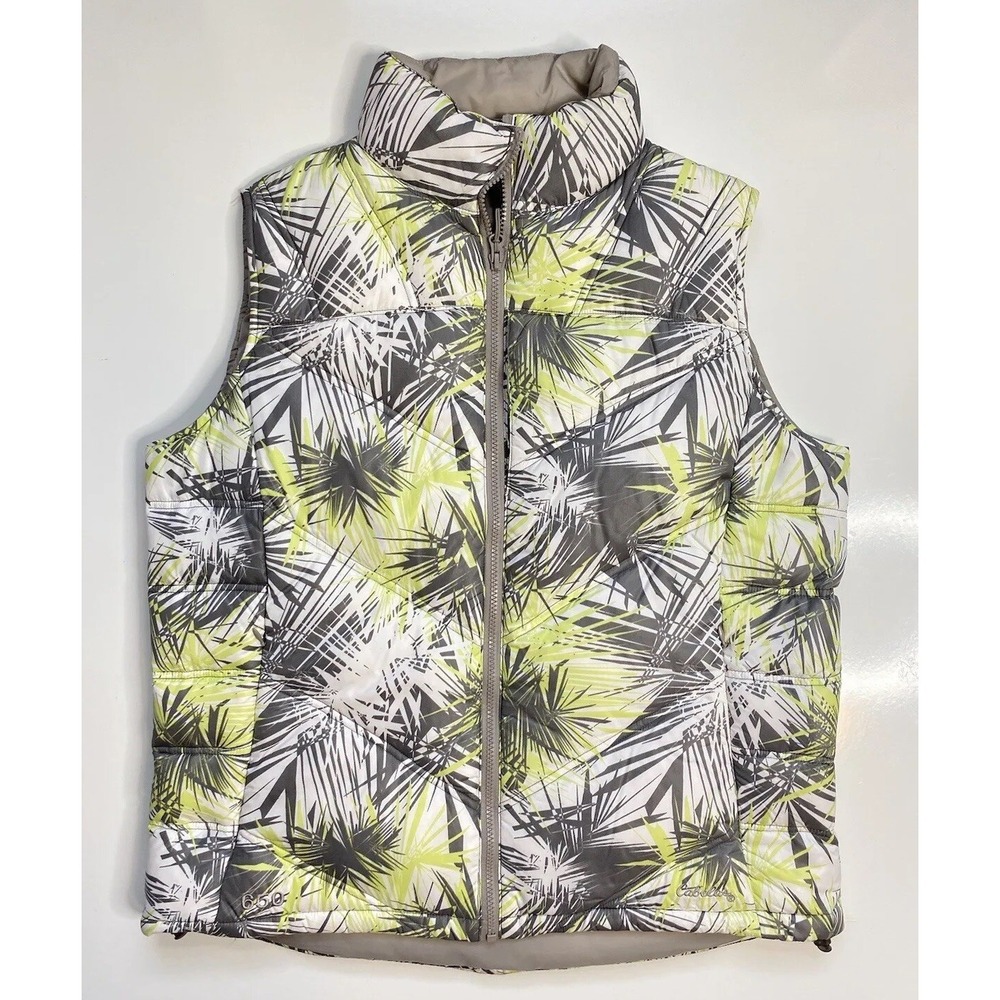 Cabela's‎ Goose Down Vest Multicolor Palm Leaf Puffer / Women's Medium